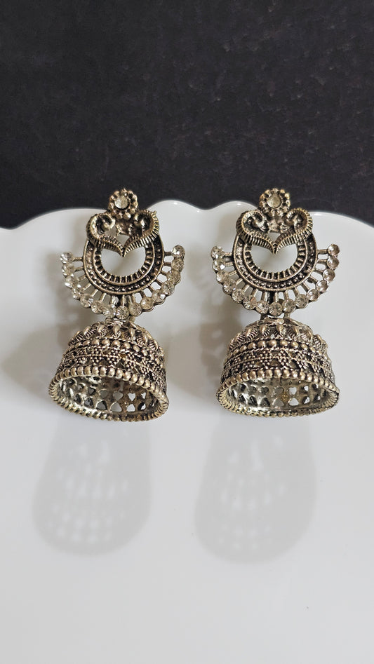 Silver dewdrop Jhumkas