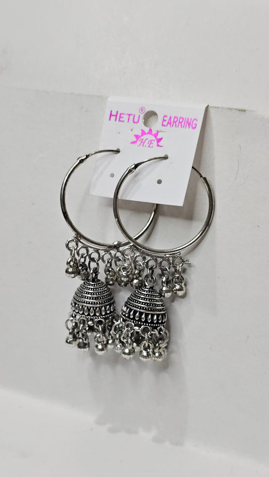 Classic Silver Hoop Jhumkas